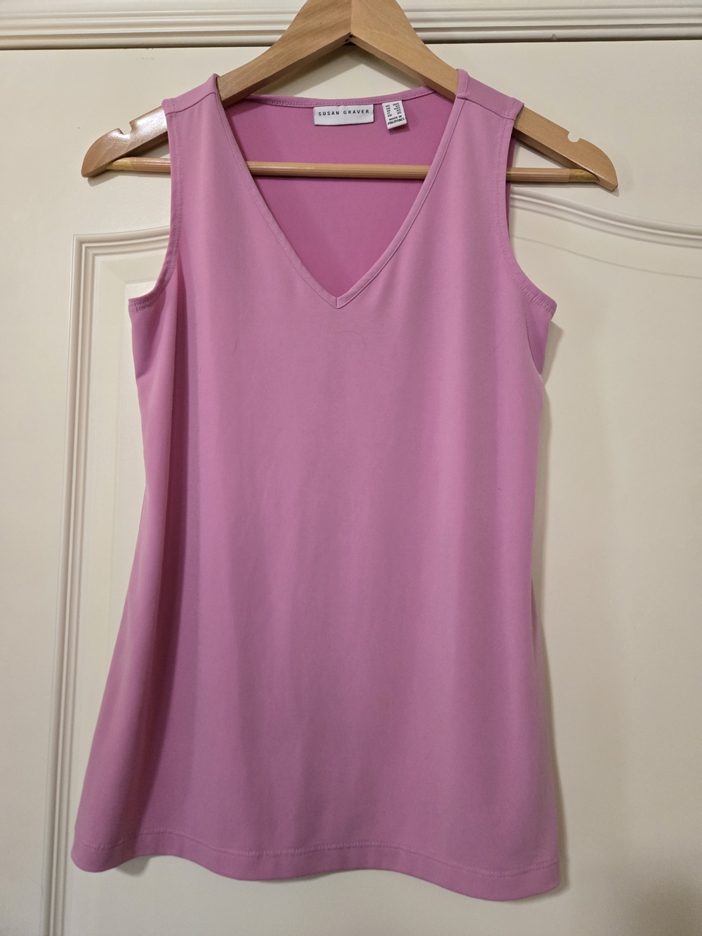 Susan Graver Rose Pink V-Neck Sleeveless Tank Soft Feminine